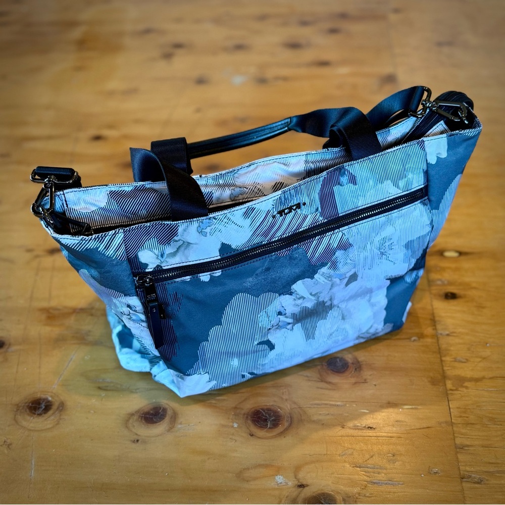 Tumi Floral Tote in Gray Tones